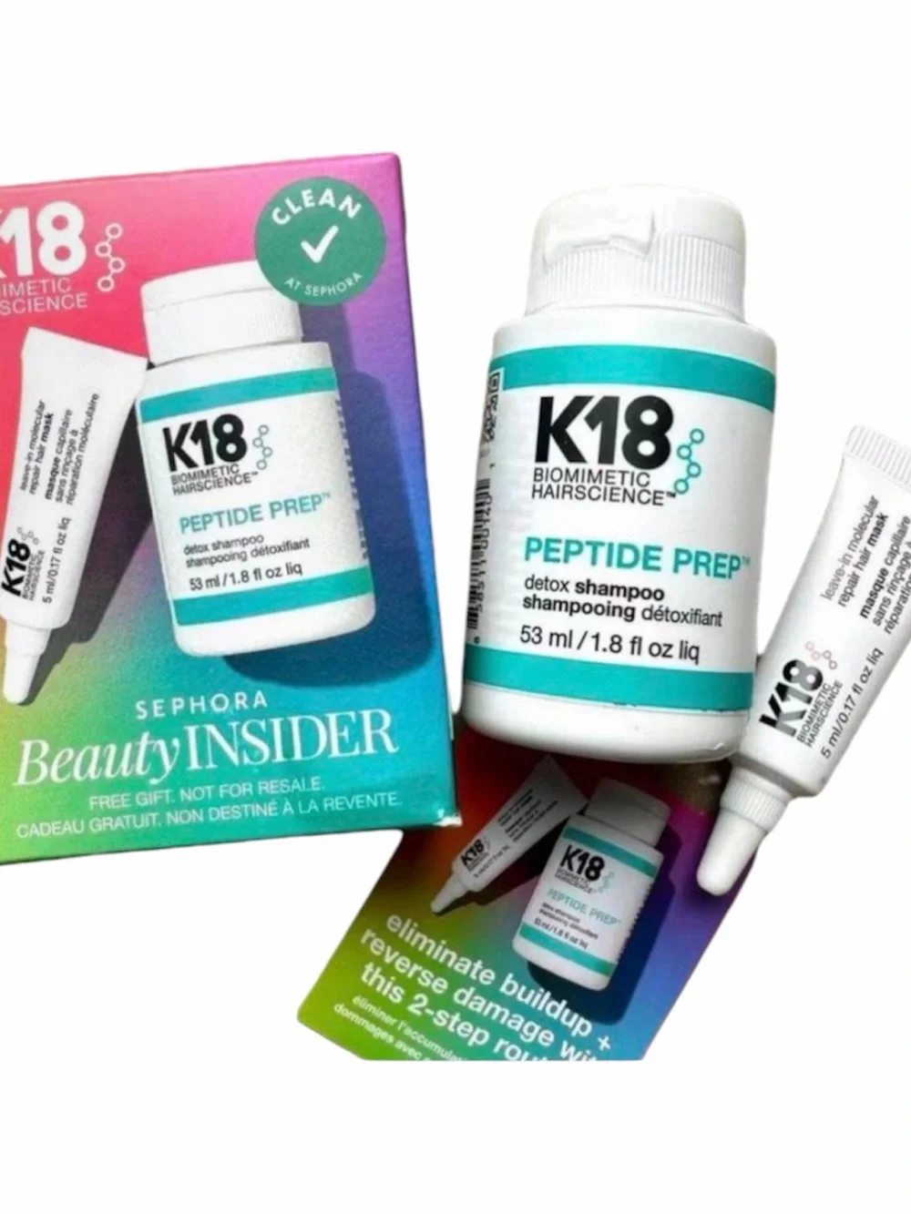 K18 Peptide Prep Detox Shampoo - White/Teal Travel Size
